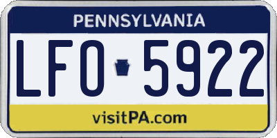 PA license plate LFO5922