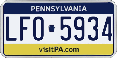 PA license plate LFO5934