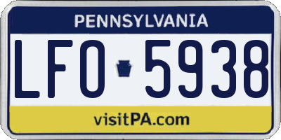 PA license plate LFO5938