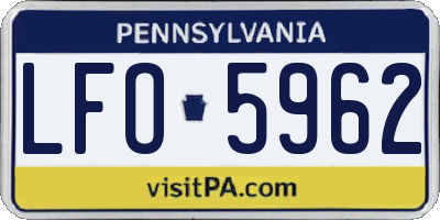 PA license plate LFO5962