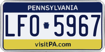 PA license plate LFO5967