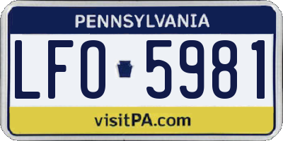 PA license plate LFO5981
