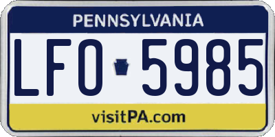 PA license plate LFO5985