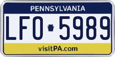 PA license plate LFO5989