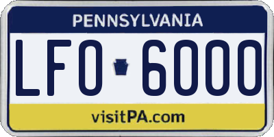 PA license plate LFO6000