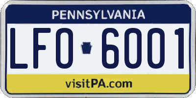 PA license plate LFO6001