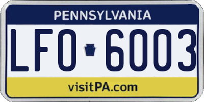 PA license plate LFO6003