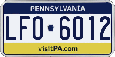PA license plate LFO6012