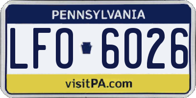 PA license plate LFO6026