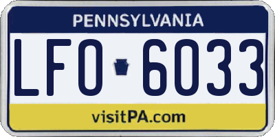 PA license plate LFO6033