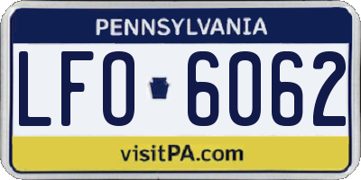 PA license plate LFO6062
