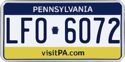 PA license plate LFO6072