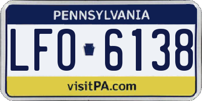 PA license plate LFO6138