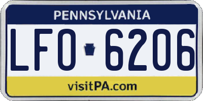 PA license plate LFO6206