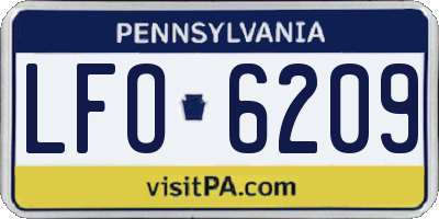 PA license plate LFO6209