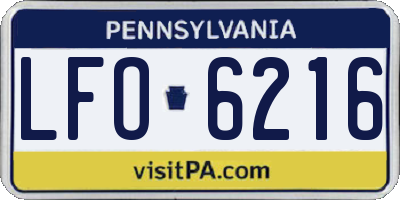 PA license plate LFO6216