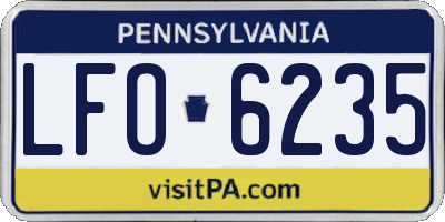 PA license plate LFO6235