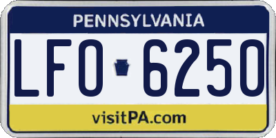 PA license plate LFO6250
