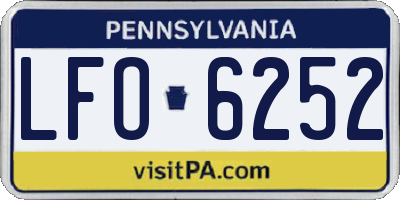 PA license plate LFO6252
