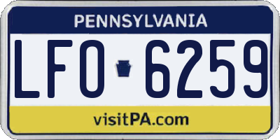 PA license plate LFO6259