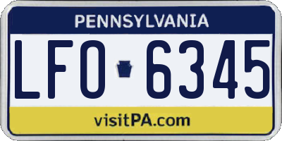 PA license plate LFO6345