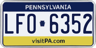 PA license plate LFO6352