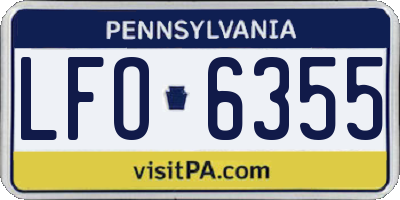 PA license plate LFO6355