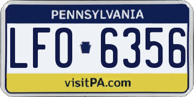 PA license plate LFO6356