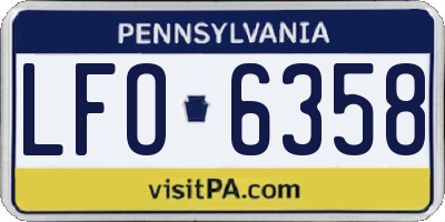 PA license plate LFO6358