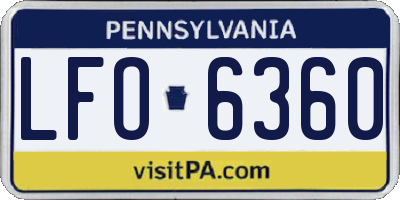 PA license plate LFO6360