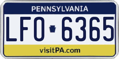 PA license plate LFO6365