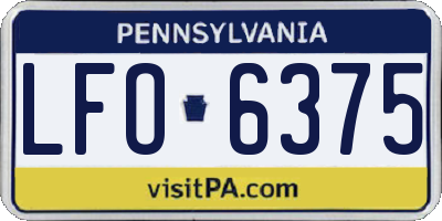 PA license plate LFO6375