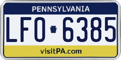PA license plate LFO6385