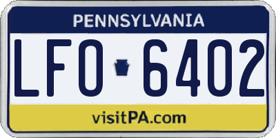 PA license plate LFO6402