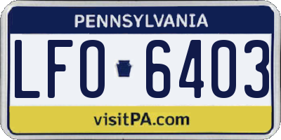 PA license plate LFO6403