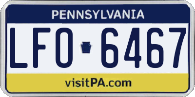 PA license plate LFO6467