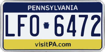 PA license plate LFO6472