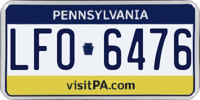 PA license plate LFO6476