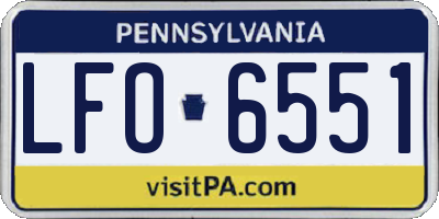 PA license plate LFO6551