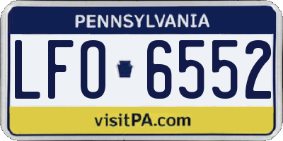 PA license plate LFO6552