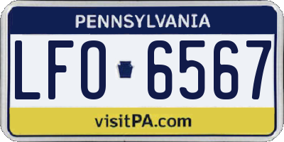 PA license plate LFO6567