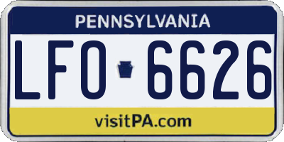 PA license plate LFO6626