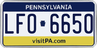 PA license plate LFO6650