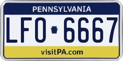 PA license plate LFO6667
