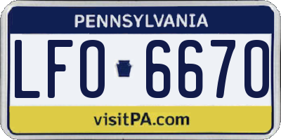 PA license plate LFO6670