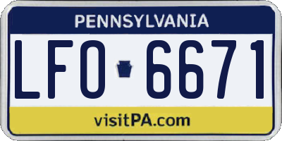 PA license plate LFO6671