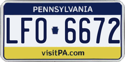 PA license plate LFO6672