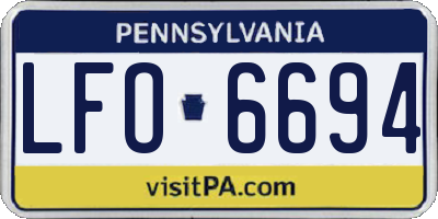 PA license plate LFO6694