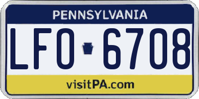 PA license plate LFO6708
