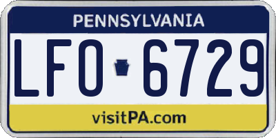 PA license plate LFO6729